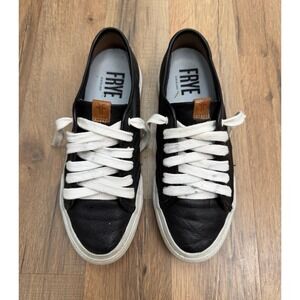 Frye Leather Sneakers Black Low Top Lace Up Casual Shoes Women 6.5